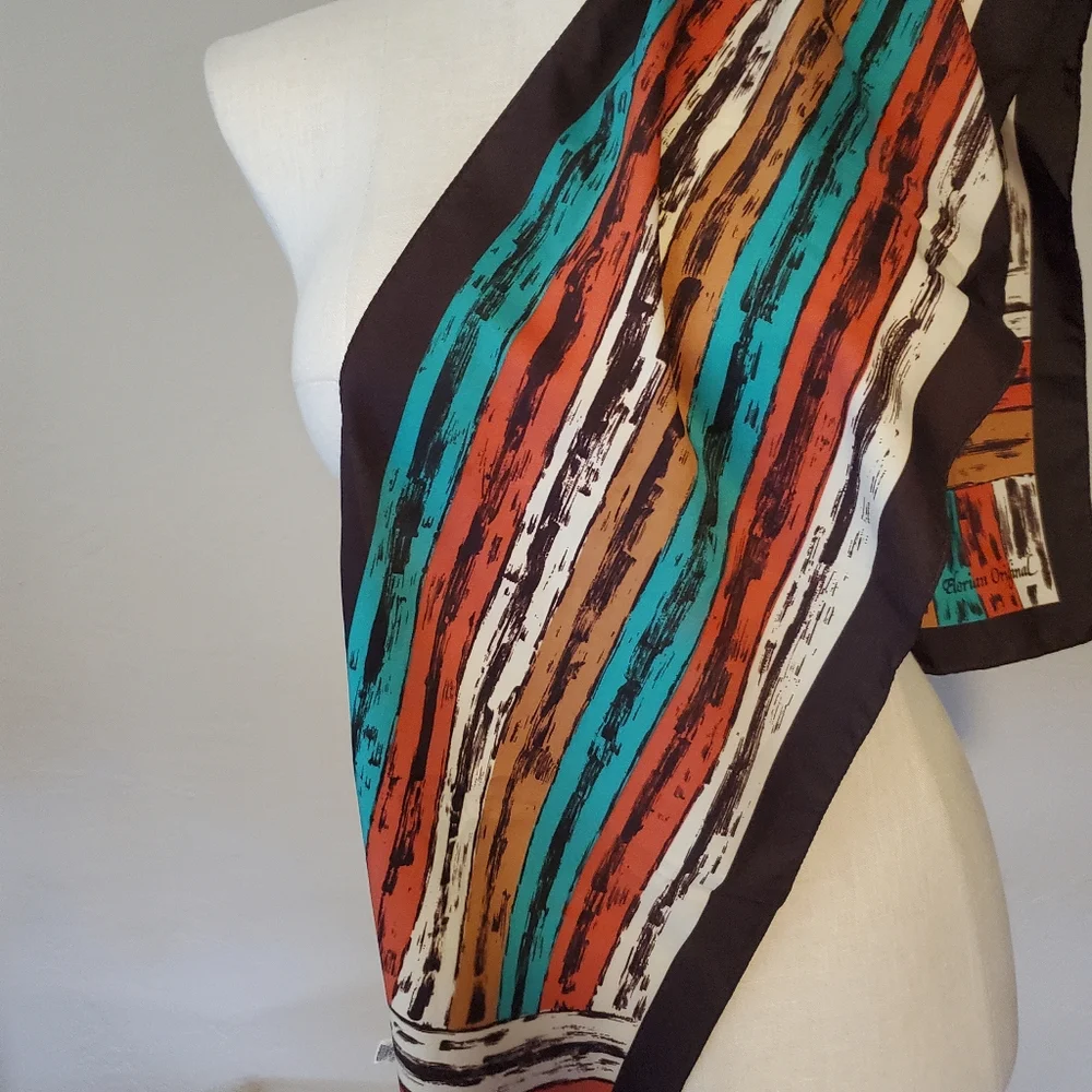 Vintage Elorian Original  Stripe neutral tones scarf